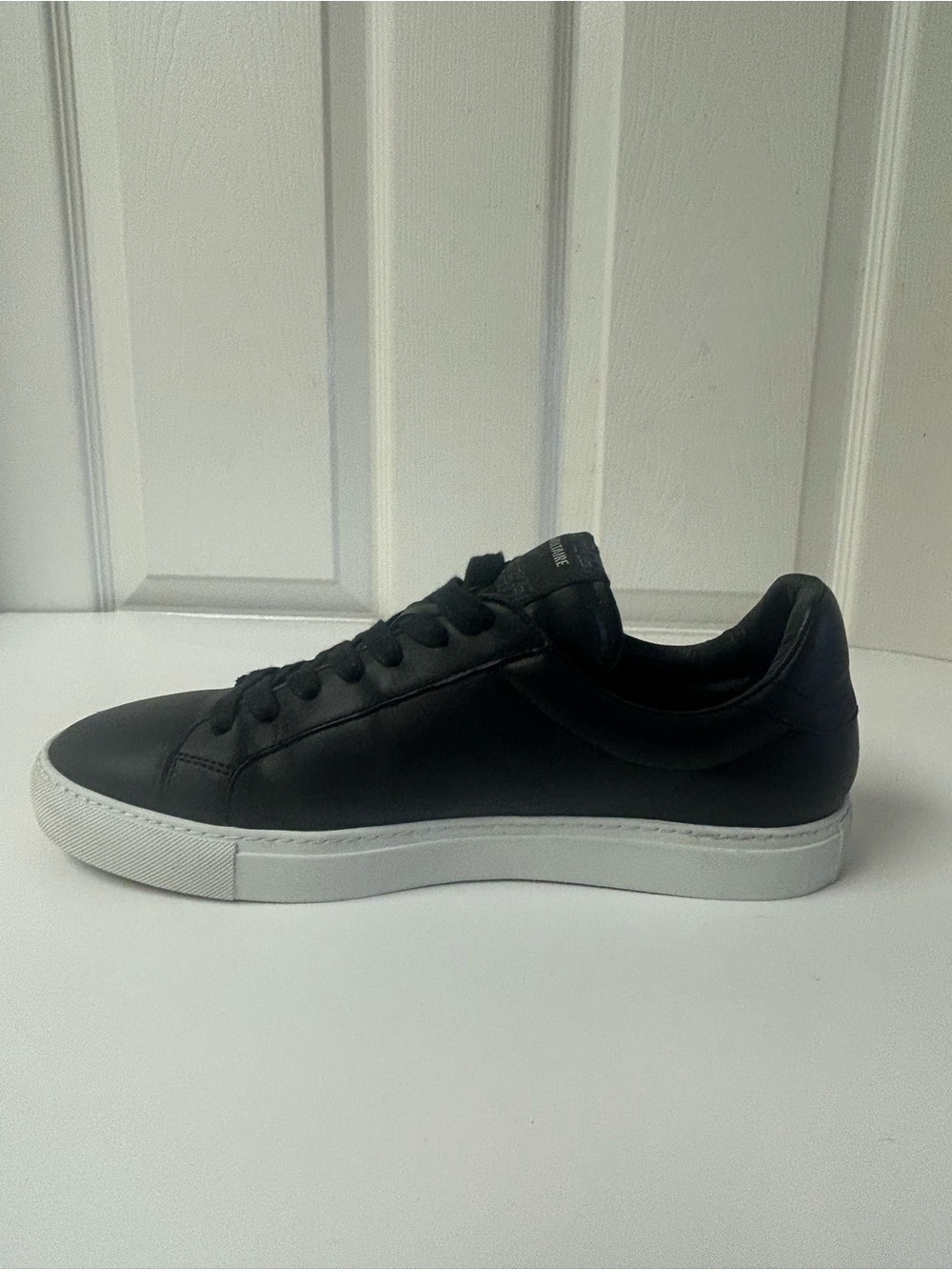Zadig & Voltaire Black Leather Low-Top Sneakers with White Sole - Picture 8 of 10
